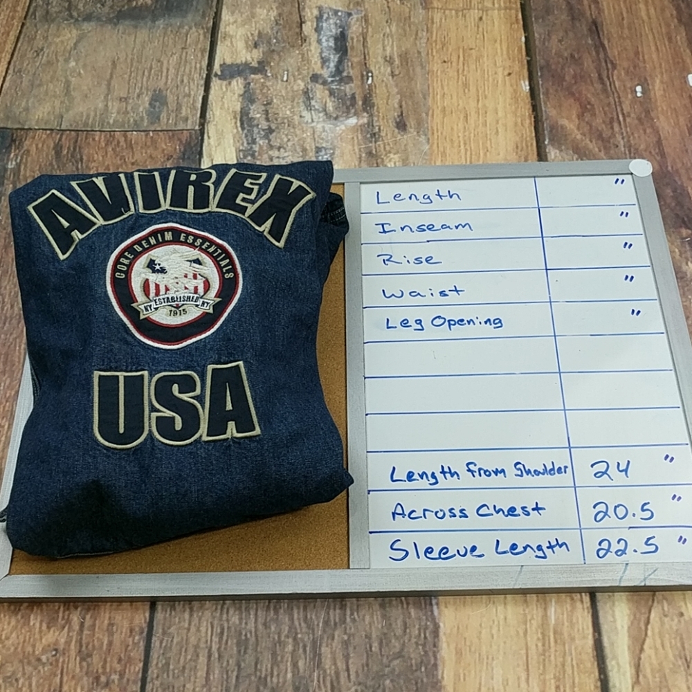 Avirex USA Denim Bluejean Jacket Patches Embroidery - Picture 7 of 7